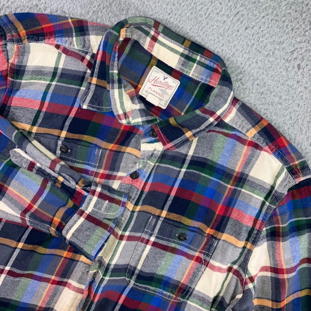 American Eagle Flannel Shirt Men XL Plaid Heritage 90s Grunge Gorpcore Western